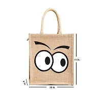 Dasvilla Lunch Box Jute Bag with Zip & Bottle Holder||Tiffin Bags for Office Men & Women||for Outing & Travelling|| (Design 3)-thumb2