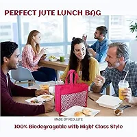 Dasvilla Bags 100% Biodegradable Stylist Jute Lunch and Water Bottle Bag Combo (Design 1)-thumb2