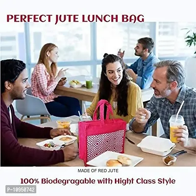 Dasvilla Bags 100% Biodegradable Stylist Jute Lunch and Water Bottle Bag Combo (Design 1)-thumb3