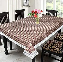 Dasvilla PVC 4 Seater Dining Table Cover Rectangle Dinning Table Cover (4 Seater ( 45 X 70 inches ), Brown Checkered)-thumb1