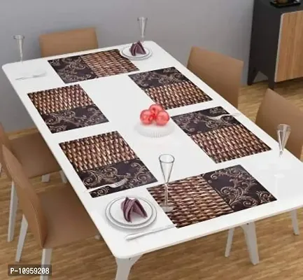 Dasvilla PVC Printed Dining Table Mats/Placemats for Table(Set of 6,Brown 11.5x17.5 inch)