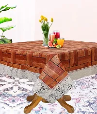 Dasvilla Wooden Design PVC 4 Seater Center Table Cover,40x60 inch,Brown Color, Rectangular Table Cover-thumb1