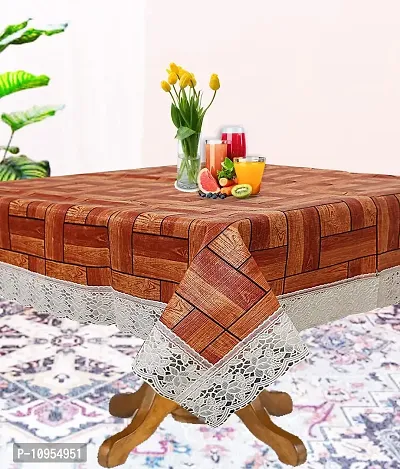 Dasvilla Wooden Design PVC 4 Seater Center Table Cover,40x60 inch,Brown Color, Rectangular Table Cover-thumb2