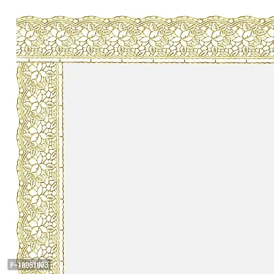 Dasvilla PVC Square Center Table Cover Size- 48x48 inches Transparent Cover for Square Center Table (Transparent Golden Border)-thumb3