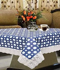 Dasvilla PVC Center Table Cover (40X60 inches,Blue) Rectangular Center Table Cover (Blue Polka)-thumb1