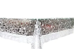 Dasvilla Transparent 3D Center Table Cover with Silver Lace(.15MM ,40 x 60 Inches) Rectangular Center Table Cover-thumb2