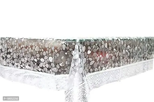 Dasvilla Transparent 3D Center Table Cover with Silver Lace(.15MM ,40 x 60 Inches) Rectangular Center Table Cover-thumb3