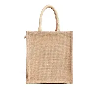 Dasvilla Lunch Box Jute Bag with Zip & Bottle Holder||Tiffin Bags for Office Men & Women||for Outing & Travelling|| (Design 1)-thumb3