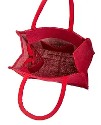 Dasvilla Lunch Box Jute Bag with Zip & Bottle Holder | Tiffin Bags for Office Men & Women | for Outing & Travelling (Red)-thumb3