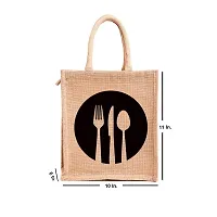 Dasvilla Lunch Box Jute Bag with Zip & Bottle Holder||Tiffin Bags for Office Men & Women||for Outing & Travelling|| (Design 2)-thumb2