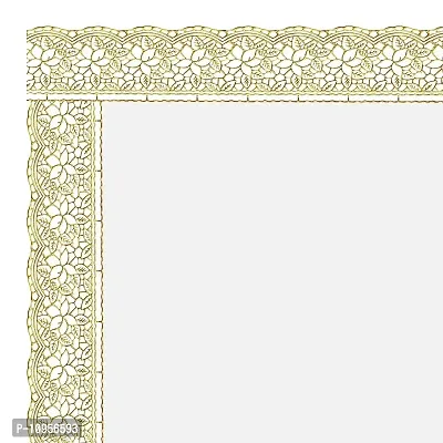 Dasvilla PVC Transparent Dining Table Cover with Lace Rectangle Table Cover (4 Seater for 45x70, Golden LACE)-thumb2