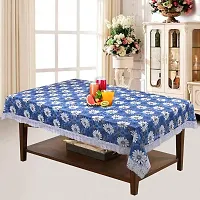 Dasvilla PVC Center Table Cover (40X60 inches,Blue) Rectangular Center Table Cover (Blue Floral)-thumb1