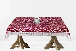 Dasvilla PVC 4 Seater Dining Table Cover Rectangle Dinning Table Cover (4 Seater ( 45 X 70 inches ), Red Polka)-thumb1