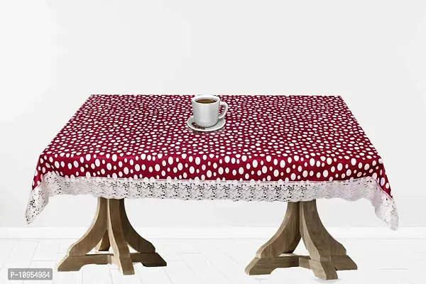 Dasvilla PVC 4 Seater Dining Table Cover Rectangle Dinning Table Cover (4 Seater ( 45 X 70 inches ), Red Polka)-thumb2