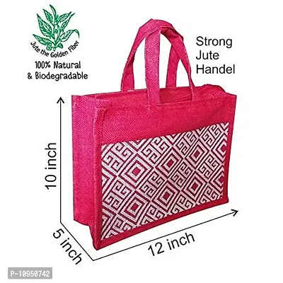 Dasvilla Bags 100% Biodegradable Stylist Jute Lunch and Water Bottle Bag Combo (Design 1)-thumb2