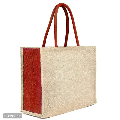 Dasvilla Jute Shopping Bag | Tote Bag | Carry Bag | Grocery Bag | Eco-Friendly Bag | Shoulder Bag | Handbag | Travel Bag | Reusable Bag - Tree (1 Shopping Bag - Red Beige )-thumb4