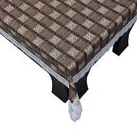 Dasvilla PVC Center Table Cover (40X60 inches,Brown) Rectangular Center Table Cover (Brown Checkered)-thumb1