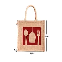 Dasvilla Lunch Box Jute Bag with Zip & Bottle Holder||Tiffin Bags for Office Men & Women||for Outing & Travelling|| (Design 5)-thumb1