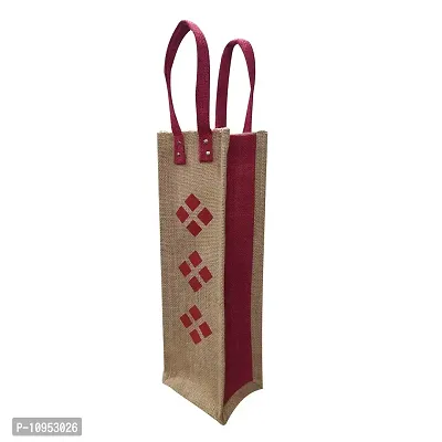 Dasvilla Bags Jute Eco - Friendly Water Bottle Wine Bottle Carry Bag (1.5 L Capacity) (Design 5)