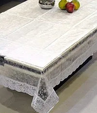 Dasvilla Transparent 3D Center Table Cover with Silver Lace(.15MM ,40 x 60 Inches) Rectangular Center Table Cover-thumb1