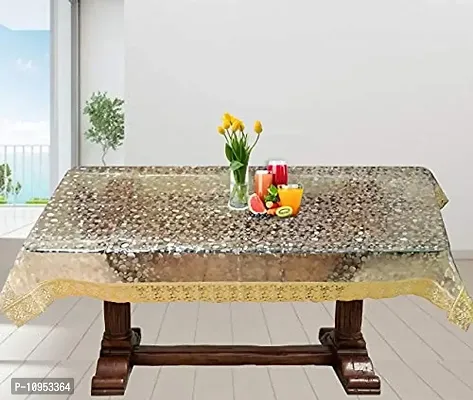 Dasvilla Transparent 3D PVC Center Table Cover, 40x60 inch(Golden .15MM), Cover for Rectangular Center Table-thumb0