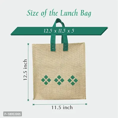 Dasvilla Bags 100% Biodegradable Stylist Jute Lunch and Water Bottle Bag Combo (Design 2)-thumb2