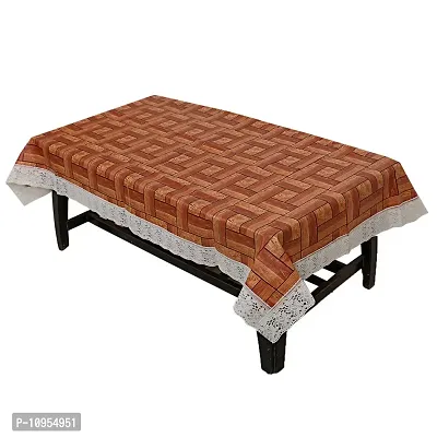 Dasvilla Wooden Design PVC 4 Seater Center Table Cover,40x60 inch,Brown Color, Rectangular Table Cover-thumb0