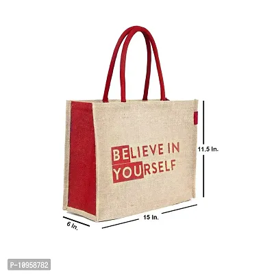 Dasvilla Jute Shopping Bag | Tote Bag | Carry Bag | Grocery Bag | Eco-Friendly Bag | Shoulder Bag | Handbag | Travel Bag | Reusable Bag - Tree (1 Shopping Bag - Red Beige )-thumb2