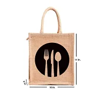 Dasvilla Lunch Box Jute Bag Combo with Zip & Bottle Holder||Tiffin/Lunch Carry Bags for Office Men & Women|| Multipurpose Jute Carry Bag (Design 4)-thumb1