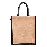 Dasvilla Lunch Box Jute Bag with Zip & Bottle Holder||Tiffin Bags for Office Men & Women||for Outing & Travelling|| (Design 4)-thumb1