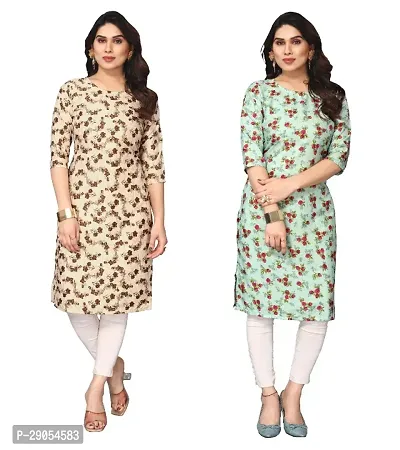 Stylist Crepe Multicolored Kurtas For Women Pack Of 2-thumb0