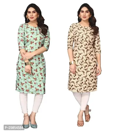 Stylist Crepe Multicolored Kurtas For Women Pack Of 2-thumb0