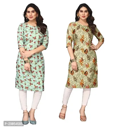 Stylist Crepe Multicolored Kurtas For Women Pack Of 2-thumb0