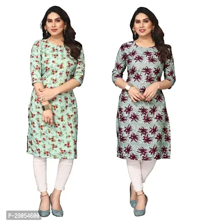 Stylist Crepe Multicolored Kurtas For Women Pack Of 2-thumb0