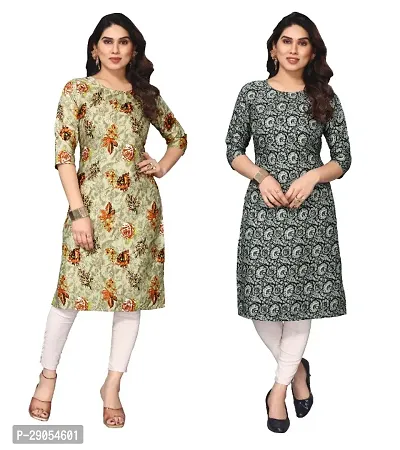 Stylist Crepe Multicolored Kurtas For Women Pack Of 2-thumb0