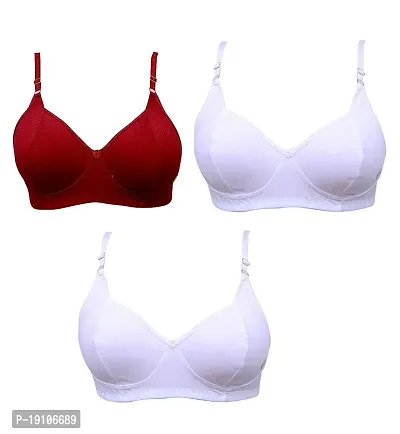 Fancy Cotton Blend Solid Non Padded Bras for Women- Pack Of 3