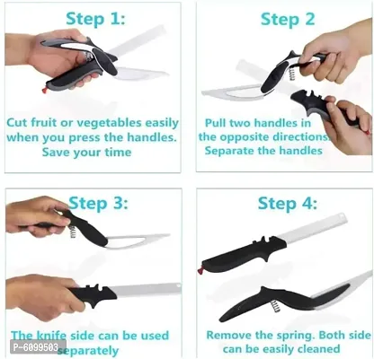 2 in 1 Smart Cutter with Cutting Board Built-in-Use for Quick and Easy Cutting as Food Shears, Vegetable Slicer, Fruit Cutter-thumb3