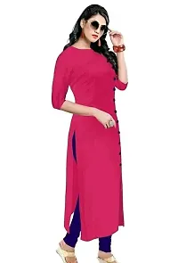 Aziz Textile Pure Cotton 3/4 Sleeve Trending Straight Kurtis Design for Women(at_Pink_XXL)-thumb2