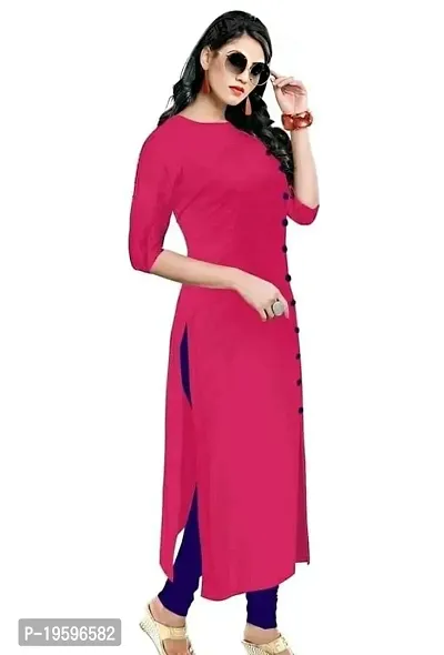 Aziz Textile Pure Cotton 3/4 Sleeve Trending Straight Kurtis Design for Women(at_Pink_XXL)-thumb3