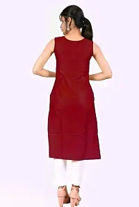 Aziz Textile Women Beautiful Solid Rayon Stylish Sleeveless Kurti Knee Length-thumb2