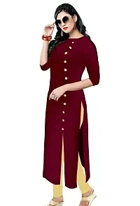 Aziz Textile Pure Cotton 3/4 Sleeve Trending Straight Kurtis Design for Women(at_Maroon_M)-thumb1