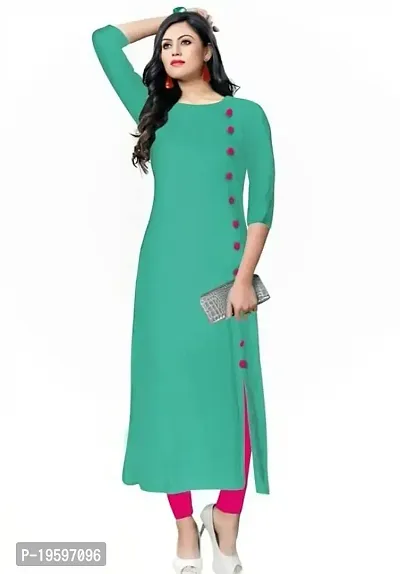 Aziz Textile Pure Cotton 3/4 Sleeve Trending Straight Kurtis Design for Women(at_Sky Blue_L)