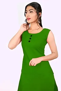 Aziz Textile Women Beautiful Solid Rayon Stylish Sleeveless Kurti Knee Length-thumb1