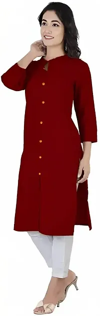 Aziz Textile Women's Rayon Kurti for Women Knee Length, Traditional Festive  Casual Kurta for Women(AT14-MAROON-XS) Black-thumb2