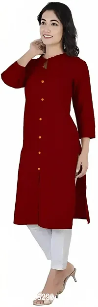 Aziz Textile Women's Rayon Kurti for Women Knee Length, Traditional Festive  Casual Kurta for Women(AT14-MAROON-XS) Black-thumb3