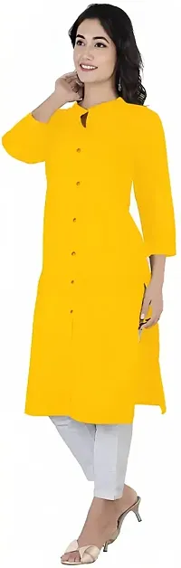 Aziz Textile Women's Rayon Kurti for Women Knee Length, Traditional Festive  Casual Kurta for Women(AT14-YELLOW-XS) Black-thumb2