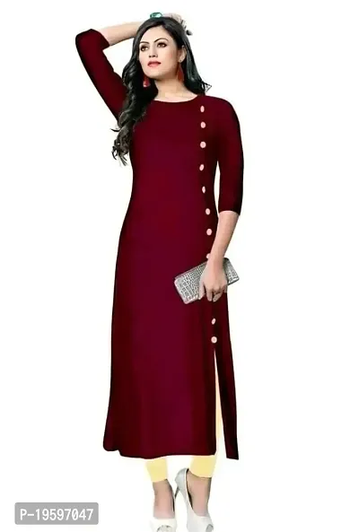 Aziz Textile Pure Cotton 3/4 Sleeve Trending Straight Kurtis Design for Women(at_Maroon_XL)