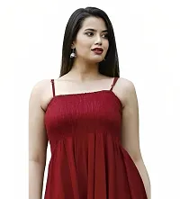 Aziz Textile Women's Sleeveless Fully Stitched Plain and Solid Gown Dress with Ankle Length and Square Neck Stylish-thumb1