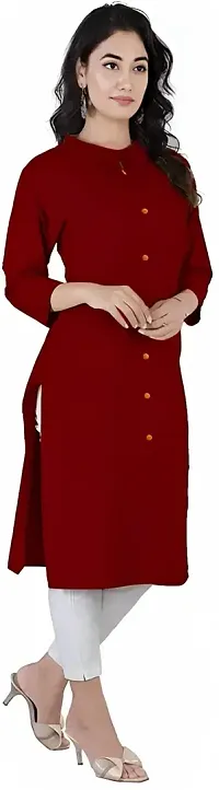 Aziz Textile Women's Rayon Kurti for Women Knee Length, Traditional Festive  Casual Kurta for Women(AT14-MAROON-S) Black-thumb1