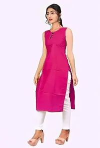 Aziz Textile Women Beautiful Solid Rayon Stylish Sleeveless Kurti Knee Length-thumb1